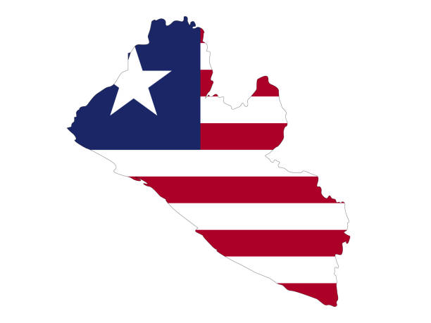 Liberia map and flag vector illustration of Liberia map and flag monrovia liberia stock illustrations