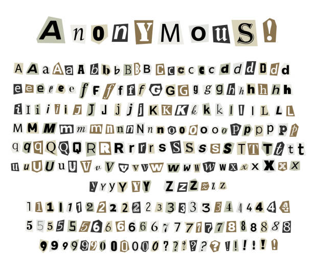 anonyme kriminelle briefe aus zeitungen und zeitschriften geschnitten. - erpresserbrief stock-grafiken, -clipart, -cartoons und -symbole