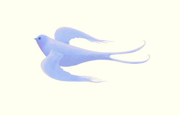 istock Fantasy flying green bird isolated on a white background. hand-drawn an illustration. cute animal character, painting artwork, art, freedom and dream concept . 1288437344