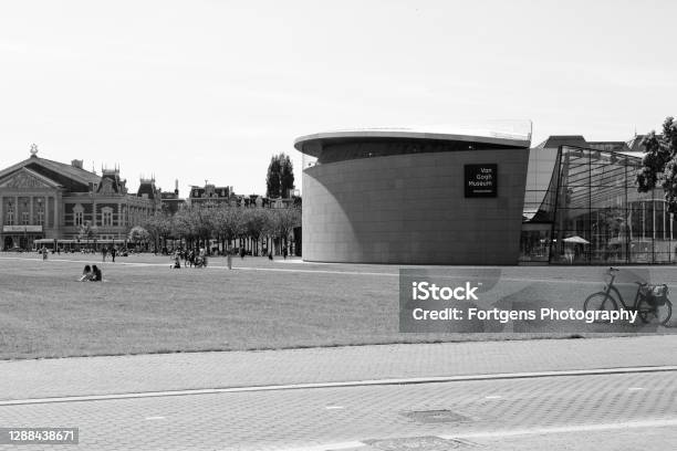 View Of Sunny Green Grass Museum Square With Van Gogh Museum Rijksmuseum Stedelijk Museum And Royal Concert Hall In Amsterdam Stock Photo - Download Image Now