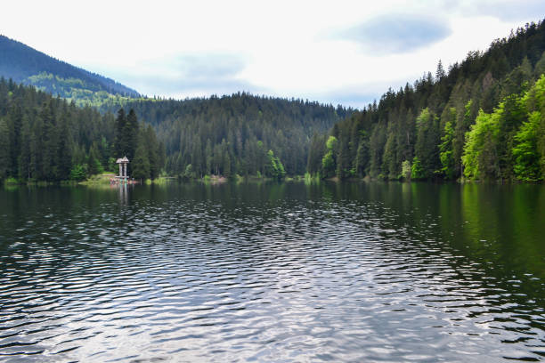 panoramic view of the lake and the forests around, Synevyr Lake, Ukraine