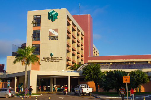 Santarem/Para/Brazil - June 05, 2019: Regional Hospital of the Lower Amazon of Para - Dr. Waldemar Penna. Public health unit belonging to the Government of Pará and administered by Pro-Saude