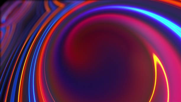 istock Spiral wavy texture with neon lighting, computer generated. 3D rendering of plasma background 1288443241