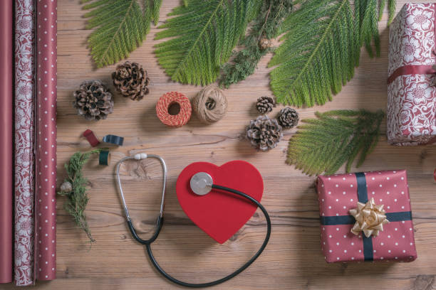 istock Christmas flat lay on a medical theme. 1288444833