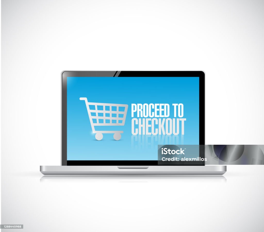 Checkout Computer Proceed To Checkout Computer Stock Illustration - Download Image Now ...