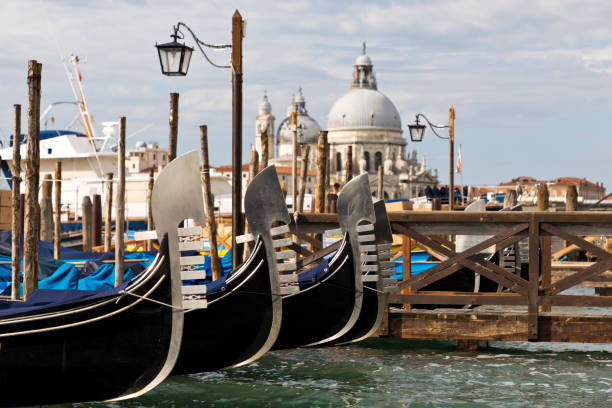 Parked Gondolas in Venice stock photo