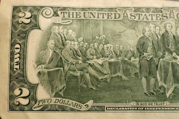 istock A two-dollar bill. With drawings on the banknote itself. 1288453069