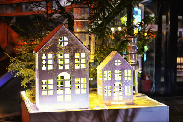 istock Christmas white toy houses and Christmas tree 1288454508