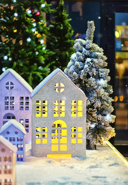 istock Christmas white toy houses and Christmas tree 1288454657