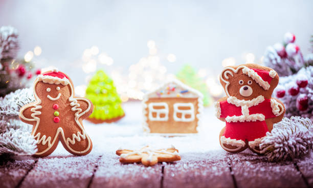 Christmas decorations on snow