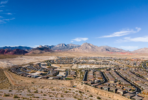 Housing development on desert landscape