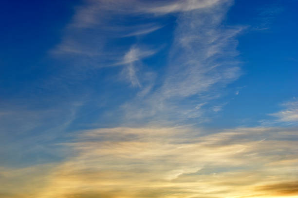 istock Blue yellow blue sky with Cirrus clouds in the evening 1288466114