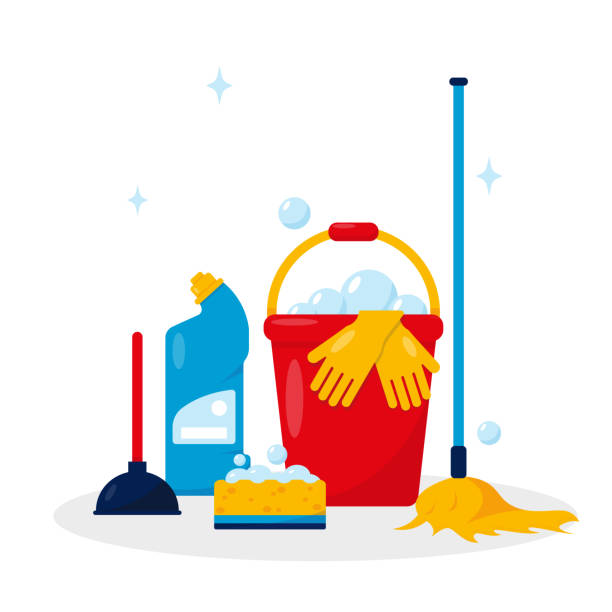 ilustraciones, imágenes clip art, dibujos animados e iconos de stock de productos de limpieza y herramientas de limpieza. - equipment housework remote domestic kitchen