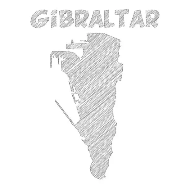 Vector illustration of Gibraltar map hand drawn on white background