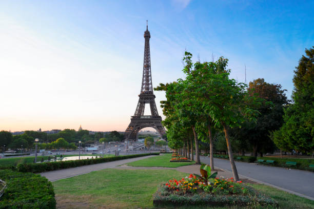 istock eiffel tour and from Trocadero, Paris 1288469259
