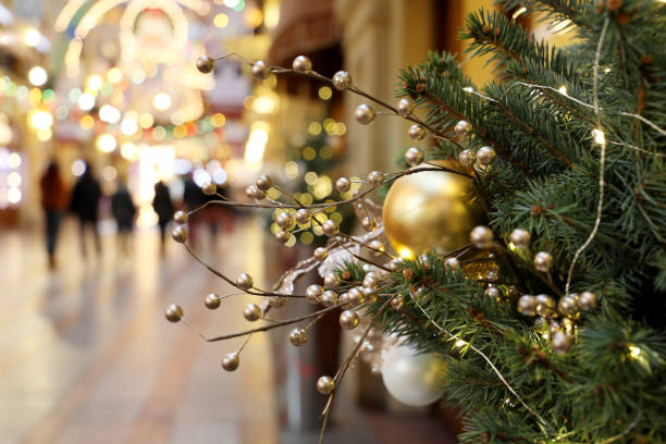istock Christmas tree with decorations in a shopping mall 1288469298