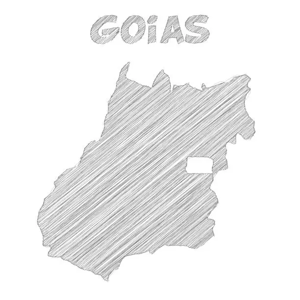 Vector illustration of Goias map hand drawn on white background