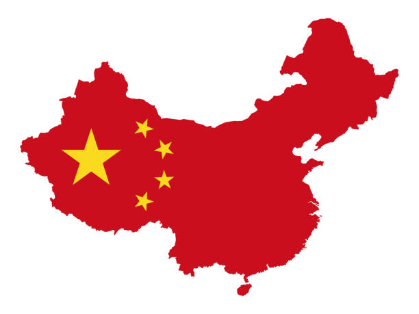 中國地圖和國旗 - 中 國國旗 幅插畫檔、美工圖案、卡通及圖標