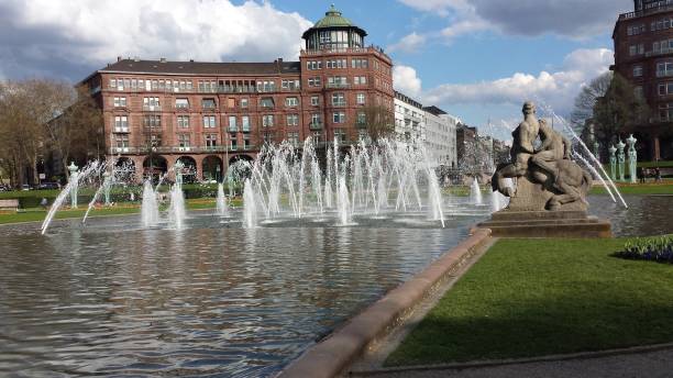 istock Water tower with water games in Mannheim Germany 1288473008