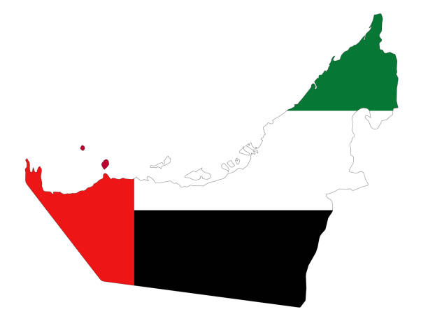 United Arab Emirates map and flag vector illustration of United Arab Emirates map and flag united arab emirates flag map stock illustrations