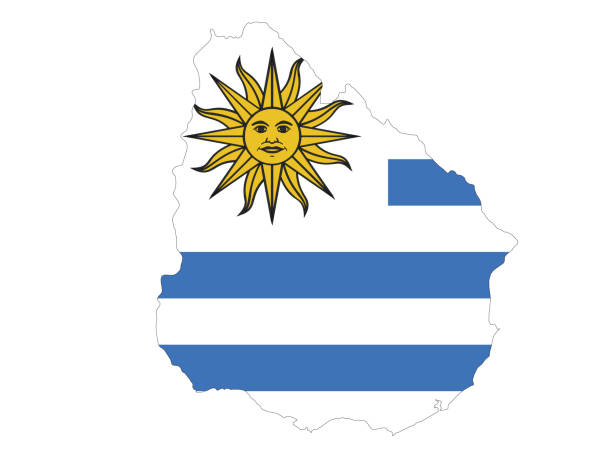 карта и флаг уругвая - uruguay stock illustrations