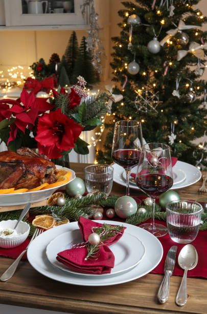 istock Festive Christmas Day Table with Roast Turkey and Wine 1288476708