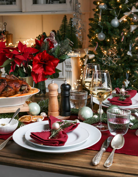 istock Festive Christmas Day Table with Roast Turkey and Wine 1288476730