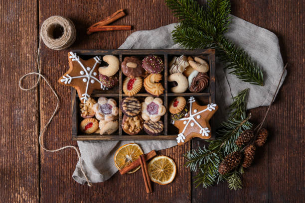 istock christmas cookie box with gingerbread in rustic wood kitchen 1288476853