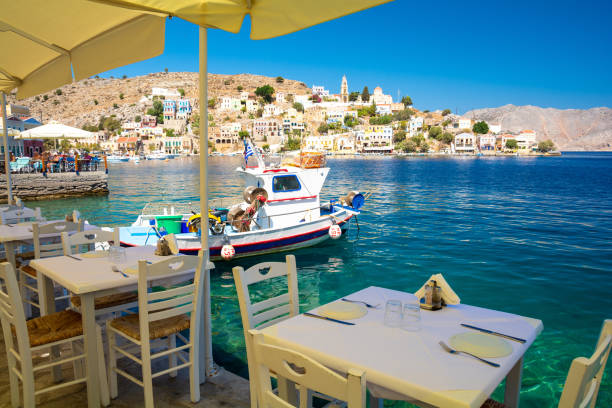 istock typical greek tavern on Symi island in Greece 1288477017