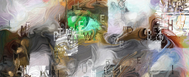 Abstract green eye. Digital painting. 3D rendering
