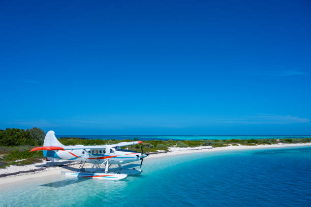 Sea Plane Docked at Dry Tortugas Beach in Florida