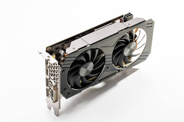 istock modern graphics card isolated on a white background. gpu desktop hardware for gaming or cryptomining. studio shot 1288492749