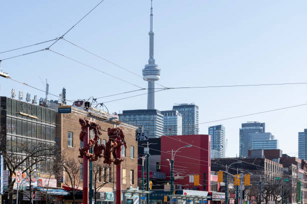 Toronto, Canada- November 14, 2020: Main China Town is shown in Toronto, Canada. The main Chinatown is one of the largest Chinatowns in North America now.