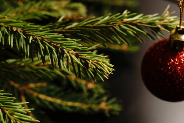istock Christmas toy balloon. Around the Christmas tree. Dim lights. 1288492900