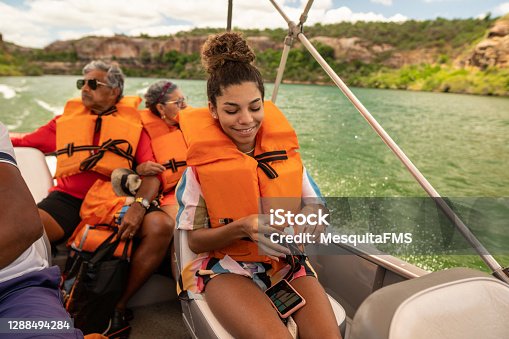 istock Tourism, speedboat ride on the São Francisco River 1288494284