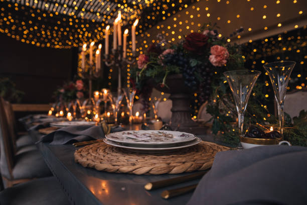 istock Christmas table with candles 1288495777