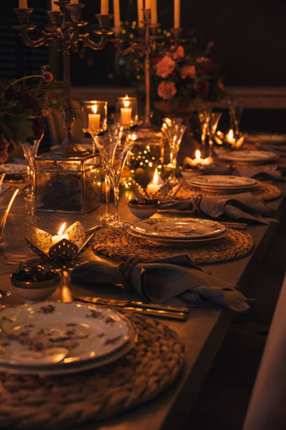 istock Christmas table with candles 1288495858
