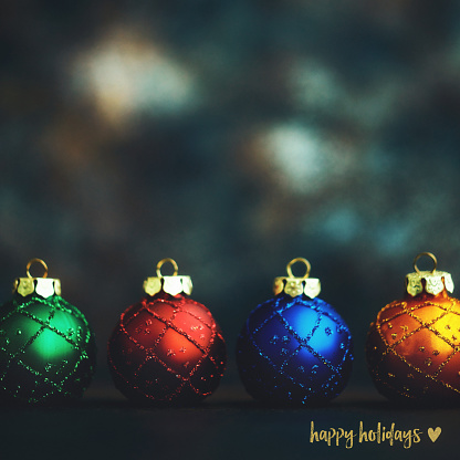 Christmas background with brightly colored sparkling Christmas decorations