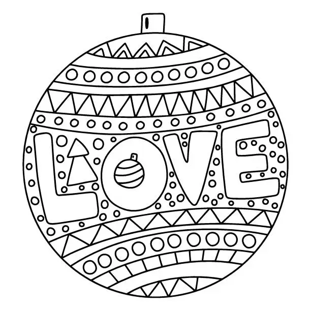 Vector illustration of Big Xmas decoration ball coloring page stock vector illustration