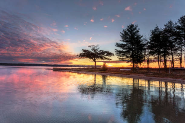 Detroit Point Sunrise November Reflections, Higgins Lake, Roscommon, Michigan