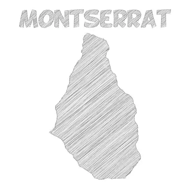 Vector illustration of Montserrat map hand drawn on white background