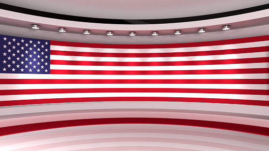 Thank You Veterans written calendar over rippled American flag. High angle view and horizontal composition.