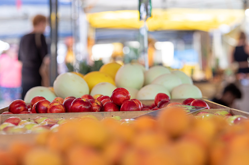 Organic Apples On Display At Farmers Market in Australia
