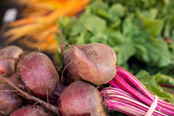 Organic Beetroot On Display At Farmers Market in Australia