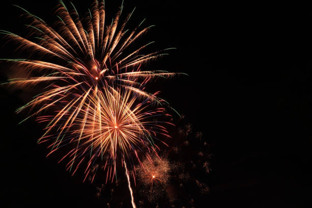 istock Fireworks. Beautiful display of colorful fireworks on a night sky background. 1288538685