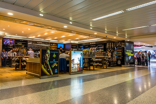 Duty free shops in at the departure terminal in the Beirut  Rafic Hariri International  Rafic Hariri International Airport, Lebanon