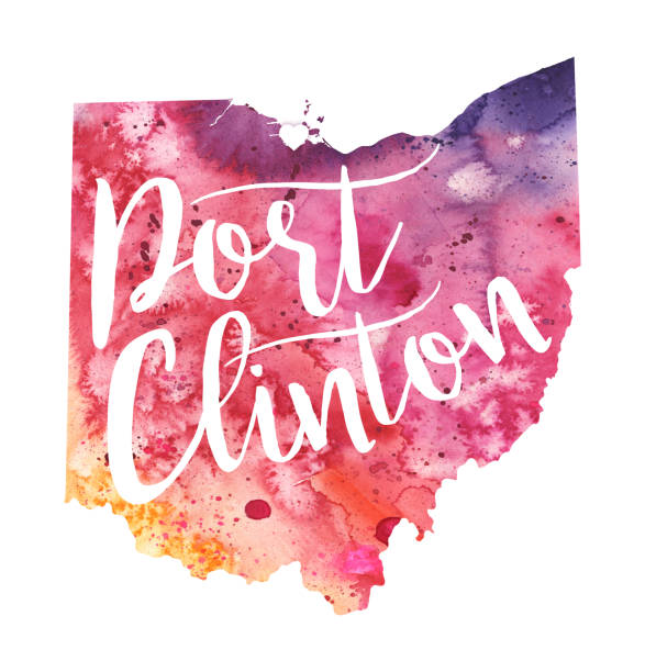 istock Port Clinton, Ohio Raster Watercolor Map Illustration 1288540132