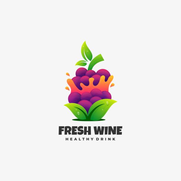 ilustrações, clipart, desenhos animados e ícones de ilustração vetorial gradiente de vinho fresco estilo colorido. - business styles foods and drinks drinking