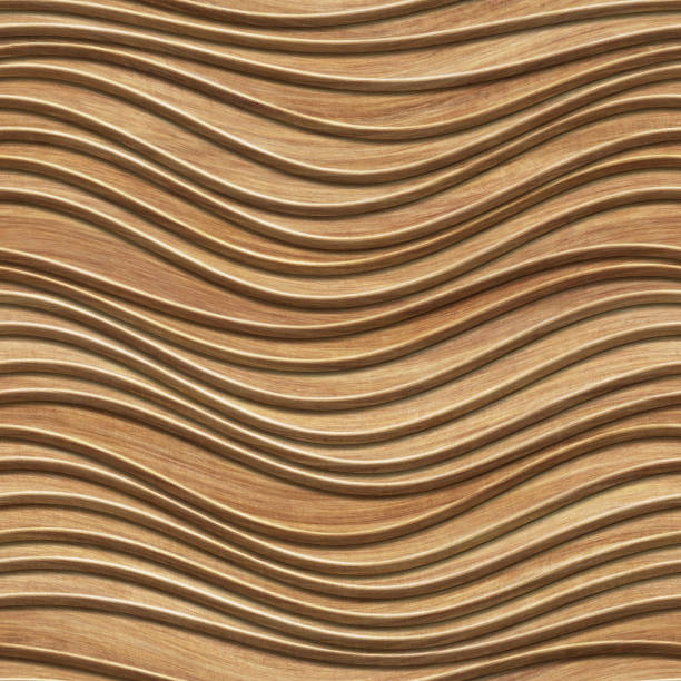 istock Carved waves pattern on wood background, seamless texture, 3d illustration 1288558352