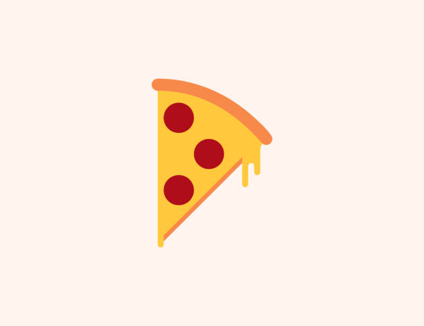 ilustraciones, imágenes clip art, dibujos animados e iconos de stock de icono vectorial de pizza. rebanada aislada de pizza símbolo de color plano - vector - emoticono ilustraciones